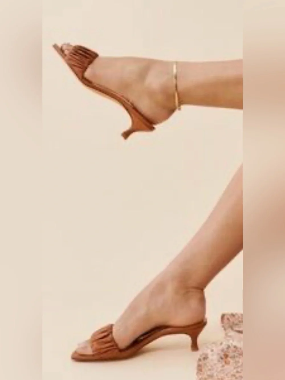 Reformation Shereen Ruched Block Heel in Pecan